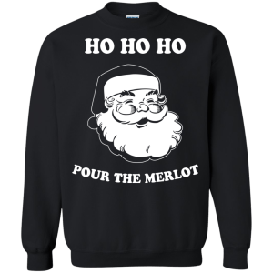 Santa Ho Ho Ho Pour The Merlot Christmas Sweater, Long Sleeve - TeesGrab